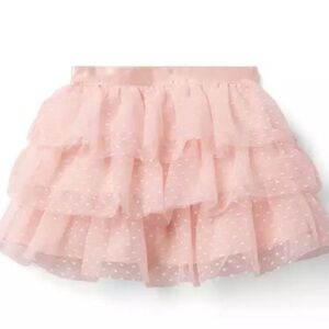 Janie and Jack Pink Tiered Dot Tulle Skirt